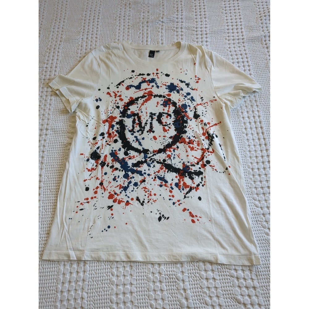 Alexander McQueen Paint Splatter Logo Short Sleeve T Shirt Size XL Women's